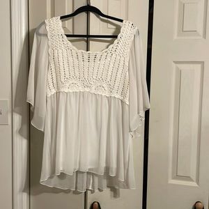 White flowy top